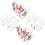 STORi 4 Pack Food Storage Organizer Bins, Clear Plastic Storage Bins for Pantry, Kitchen, Fridge, Cabinet Organization and Storage, 4 Compartment Holder for Packets, Snacks, & Pouches