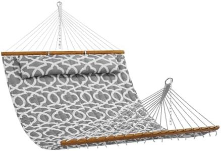 VEVOR Hamaca Doble de Tela Acolchada Carga de 480 Libras Hamaca Doble con Barras Separadoras de Madera Dura para 2 Personas con Almohada Extraíble y Cadenas para Acampar al Aire Libre, Patio, Playa