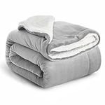 IR Imperial Rooms Sherpa Blankets Queen Size - Thick and Warm Blankets for Winter, Reversible Soft and Fuzzy Fluffy Queen Size Blanket for Bed, Light Grey, 90x90 Inches