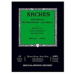 ARCHES 23 x 31 cm 300 GSM Cold Pressed Short Side Glued Pad Watercolour Paper - Natural White (Pack of 12 Sheets)