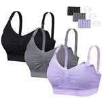 INTLMATE 3 Pack Women's Nursing Bra Seamless Wireless Night Sleep Nursing Maternity Bra Sleep Bralette with Removable Spill Prevention Pads and Bra Extenders