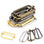 CooBigo 25 Pack Tri Glide Slide Buckle 1-1/4 Inch Strap Adjuster Metal Adjustable Sliders for Bag Making, Backpack, Handbag, Purse, Webbing, Strap, Dog Collar Hardware - Mixed Color(Inner Dia.32mm)