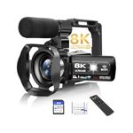 LEQTRONIQ 8K Video Camera Camcorder with 48MP Resolution, IR Night Vision, WiFi, 3" Touch Screen, 18X Digital Zoom, and Accessories for YouTube Vlogging