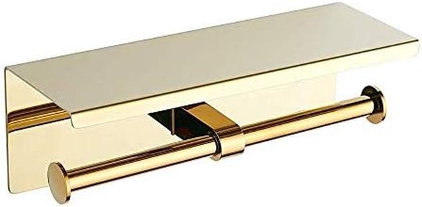 BGL Toilet Paper Holder - Stainless Steel Toilet Paper Roll Holder with Shelf Wall Mounted for Bathroom (Gold, Double Head)