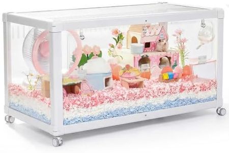 Mini&moe Hamster Cage - Large Rat Cage 39.4 Inch Chew Proof Small Animal Habitat with Removable Wheels, Acrylic Guinea Pig Cages for Dwarf Syrian Hamster, Gerbil, Mouse, Chinchilla, Reptile
