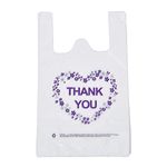 LazyMe Thank You T-Shirt Carry-Out Bags Plastic Grocery Bags White Sturdy Handled Merchandise Bags,Standard Supermarket Size, 12 x 20 inch (100 PCS)