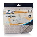 minky Anti-Bacterial Drying Mat | Ultra Absorbent Dish Drying Pad For Kitchen Counter | Mats For Countertop | Dish Drying Rack | Washable Microfibre Dish Mat | Sink Drainer Mat | Grey 18" X 16"