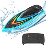 uleway 90m Remote Control Boat 2.4GHZ High Speed Electric Fast Racing Boat for Kids Radio Controlled Boat with Rechargeable Batteries Water Toy Gifts for Pool Lake