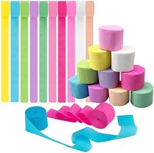 10 Rolls Crepe Paper Craft Streamers Hanging Rainbow Crepe Paper Streamers Macaron Color Crepe Paper Rolls Streamers Blue Pink White Crepe Roll Curtain Backdrop Hanging Tassels Festival Party Decor