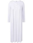 Joyaria Womens Plus Size Winter Cotton Flannel Long Sleeve Nightgown(White,XXL)