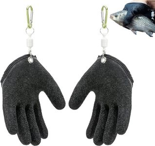 2PCS Fishing Gloves with Magnet Release,Fisherman Professional Catch Fish Gloves, Fishing Puncture Proof Gloves, Fishing Glove for Handling, Catching, Cleaning（Black）