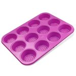 Tasty Muffin Tin with Structure & Diamond Base,for 12 Muffins,Cup Cake and Muffin Mould,Non-Stick Baking Tray,Coated PFAS Free,35.5x27x3cm,Pink