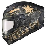 ScorpionEXO R420 Full Face Motorcycle Helmet with Bluetooth Ready Speaker Pockets DOT SNELL Lone Star (Black/Gold - Small)