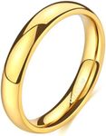 TIGRADE 2mm 4mm 6mm Gold Titanium Ring Plain Dome High Polished Wedding Band Comfort Fit Size 3-13.5, 4mm, Size 8