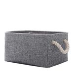 CREADARD Fabric Storage Basket, Foldable Linen Storage Box for Nursery and Home, Collapsible Canvas Shelf Basket for Wardrobe or Bedroom, Grey