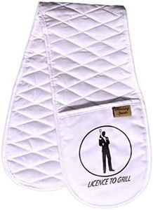 Sterling Sports®DOUBLE OVEN GLOVES MITT 100% COTTON FLORAL NOVELTY KITCHEN COOKING New Range BBQ (Licence to Grill White)