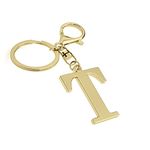 Stainless Steel Gold Letter A-Z Keychain for Women Men, Initial Letter Pendant with Key Ring, Charms for Key Backpack Bag, Gold-t, Average Size