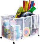 Essentially Yours Pool Noodles Holder, Toys, Balls and Floats Equipment Mesh Rolling Storage Organizer Bin, Kids Height, Large, (43" W x 25" L x 28" H), White Style 563009
