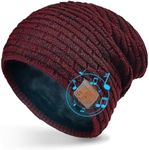 COTOP Bluetooth Music Beanie Hat for Men Women Winter Warm Beanie Hat for Running Hiking Dog Walking Present for Men Women Dad Teenage Girl Boy Red