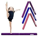 8FT Balance Beam for Kid, Faux Suede Foldable Non-Slip Gymnastics Balance Training Gym Equipment w/Carry Handles for Home Training, Kids, Adults, Beginners & Professional (Purple)