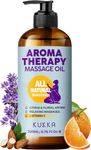 Kukka Essential Oils Aromatherapy Massage Oil Moisturizing & Relaxing for Full Body Massage, Lavender, Orange Oil Blended 100% Natural Body Oils for Women & Men - Spa Quality & Light Weight 200 ML