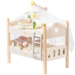 ROBOTIME Baby Doll Bunk Beds, Doll Cribs for 18 inch Dolls, Wooden Doll Beds Cribs fits American Girls (Wood, 2 Pcs Beds)