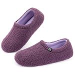 RockDove Women's Teddy Fleece Closed Back Indoor Slipper, Size 7-8 US Women, Eggplant