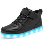 Kids Light Up Trainers LED Shoes High Top Luminous Flashing Trainers USB Charging for Boys Girls Sneakers GBlack36