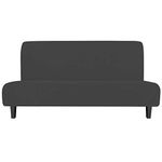 Easy-Going Stretch Sofa Slipcover Armless Sofa Cover Furniture Protector Without Armrests Slipcover Soft with Elastic Bottom for Kids Spandex Jacquard Fabric Small Checks(Futon,Dark Gray)