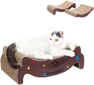Viraagyiyou Cat Scratcher, Cat Scratching Board for Cats, Scratch-Resistant Scratching Post Large (20L x 4H in.) and Small (16.5L x 2.5H in.), Corrugated Cardboard
