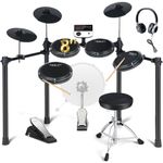 Fesley FED200 Electric Drum Set: 5 Drums 3 Cymbals with 4 Quiet Mesh Drum Pads, Electronic Drum kit for Beginner Adult, Drum Electronique with Throne, Headphones, Drumsticks, USB MIDI, Sound Module