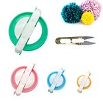 Pompom Maker Kit – 4 Sizes Pom Pom Making Tool Set with Small Scissors, Easy Way to Make Pompoms