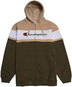 Champion Big and Tall Mens Color Block Full Zip Hoodie with Embroidered Logo