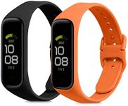 kwmobile Straps Compatible with Samsung Galaxy Fit 2 Straps - 2x Replacement Silicone Watch Bands - Black/Orange