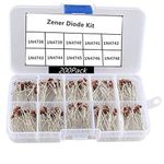 REES52 Zener Diodes Kit, 1W Axial Leads Through Hole Power Diode Assorted Assortment Box Kit Set (8.2V/9.1V/10V/11V/12V/13V/15V/16V/18V/22V), Range 1N4738~1N4748,Pack of 200pcs Kit