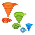 Movstriker 3 Pcs Collapsible Funnel, Silicone Kitchen Funnel Rainbow Colors Small Funnels for Filling Bottles Containers Foldable Funnel for Water Bottle Oil Liquid Transfer