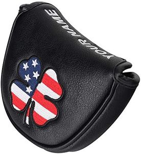 Craftsman Golf Mallet Putter Head Covers USA America US Flag Clover Magnetic Closure Black Pu Leather Golf Club Putter Mallet Covers Custom Your Golf Personalised Cover (Custom Mallet Cover)