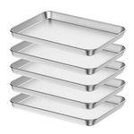 Baking Sheet Set of 5, Bastwe 18 inch Commercial Grade Stainless Steel Baking Pan, Professional Bakeware Oven Tray, Healthy & Non-toxic, Rust Free & Mirror Finish, Easy Clean & Dishwasher Safe