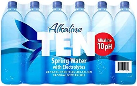 TEN Alkaline Spring Water, pH 10, High in Electrolytes, 16.9 Fl Oz (Pack of 24)