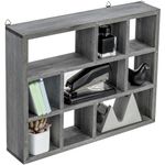 MyGift 9-Compartment Freestanding/Wall Mountable Vintage Gray Wood Shadow Box Display Shelf