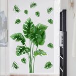 Runtoo Palm Leaf Wall Decal Green Tropical Monstera Plant Leaves Wall Stickers Living Room Bedroom Office Home Decor