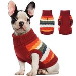 Kuoser Dog Sweater, Pet Cable Knitted Pullover Puppy Warm Clothes, Doggy Turtleneck Classic Knitwear Soft Thickening Doggie Outfit, Cold Weather Thermal Wear for Small Medium Dogs Cats