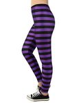 HDE Women Funny Printed Leggings Digital Print Black Purple Witch Costume Tights