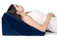 FOVERA Wedge Pillow for Back Support, Adjustable Memory Foam Bed Wedge Pillow for Sleeping, Acid Reflux, GERD, Snoring, Pregnancy, Post-Surgical Recovery (Velvet Navy Blue, Standard - 22x22x12 Inch)