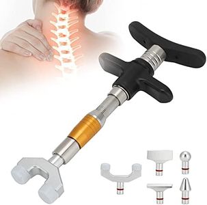 HURRISE Manual Chiropractic Adjustment Correction Tool for Spine Back Massage, Portable Chiropractic Adjustment Tool Adjuster with 6 Massage Heads(Gold)