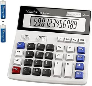 yxzzhx Desk Calculator Large Numbers, Two Way Power Battery and Solar Calculators Desktop, Big Buttons Easy to Press Used as Office for Desk, 12 Digit Display Clearly white