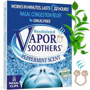 Vapor Soothers Mentholated Nasal Dilators for Breathing, Instant Nasal Congestion Relief, Nose Clips for Snoring, Nasal Dilators for Sleeping, Mentholated Peppermint, 28 Count, Drug-Free