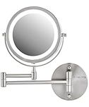 Ovente Wall Mount LED Lighted Makeup Mirror, Battery Operated, 1x/7x Magnification, 7 Inch, Nickel Brushed (MFW70BR1X7X)