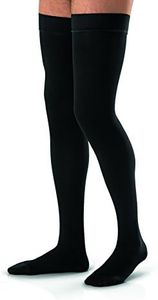 JOBST forMen Thigh High 20-30 mmHg Ribbed Dress Compression Stocking, Closed Toe, X-Large, Black