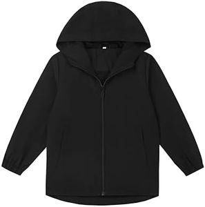 EIGIOO Boys Girls Windbreaker Hooded Jackets Lightweight Packable Jacket Toddler Rain Coats Inky Black 5 Years